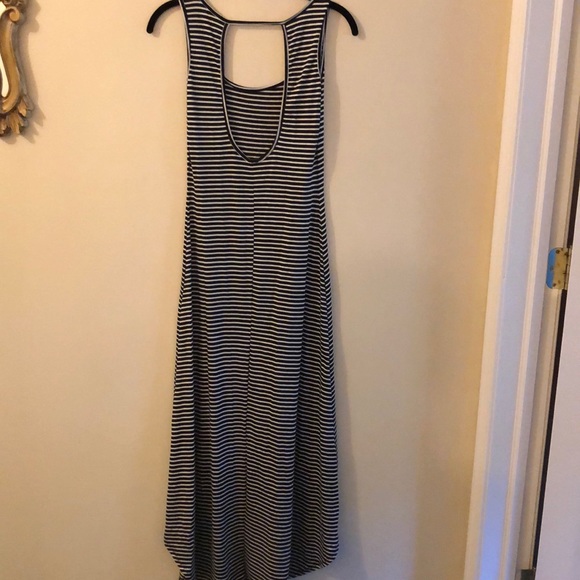 Full Tilt Hi-Low Black White Striped Tank Dress XS - Picture 3 of 3